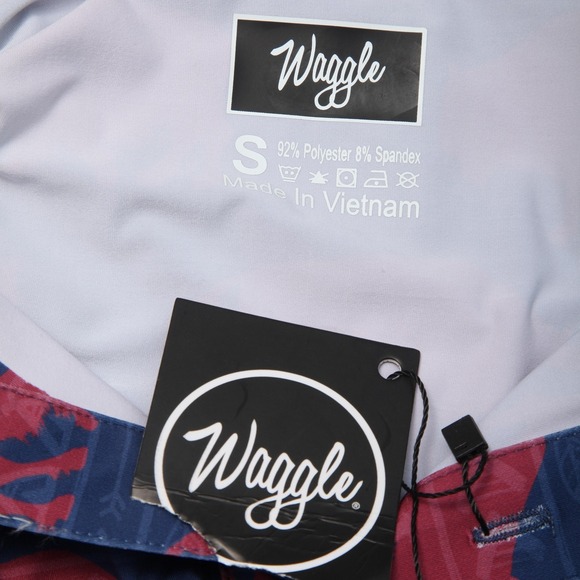 Waggle Polo Shirt Mens Small Blue Buffalo Allover Print Golf Performance Stretch - Picture 5 of 10